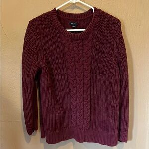 Nautica Red Cable Knit Crew Neck Sweater